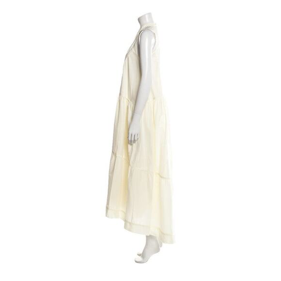 JONATHAN SIMKHAI Ivory Cotton Tiered Sleeveless Mock Neck Midi Tent Dress Size M - Picture 3 of 5